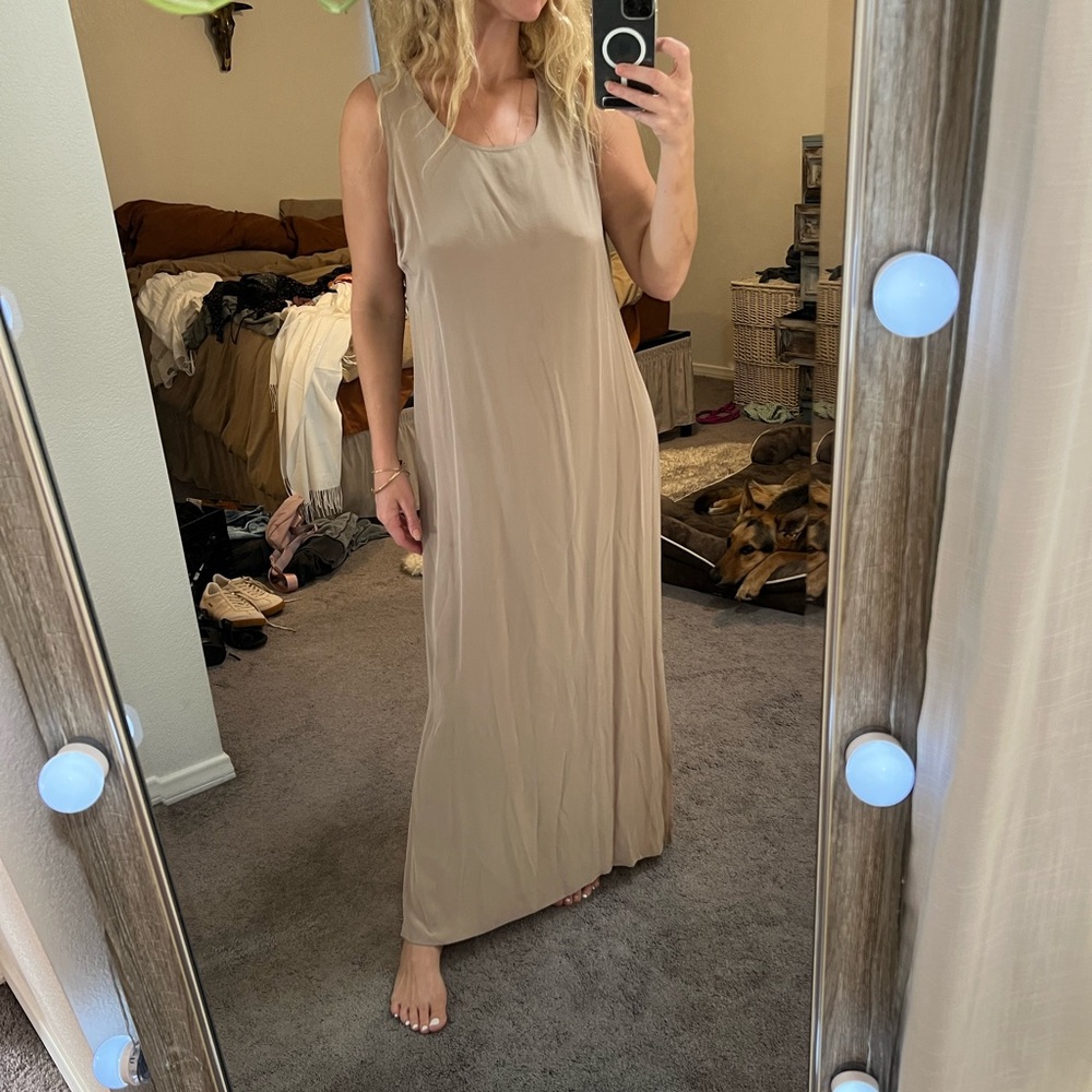 100% silk nude slip dress